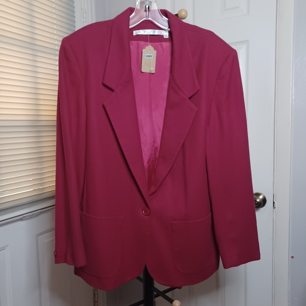 Jack Winter Red Wool Blend Single Button Blazer W… - image 1